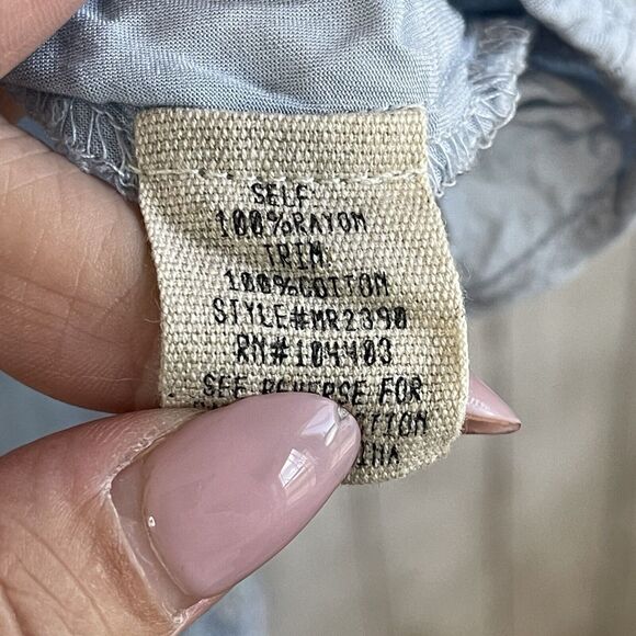 Moon River Dress Medium Blue Floral Print Lace Trim High Low Anthropologie - Picture 8 of 11